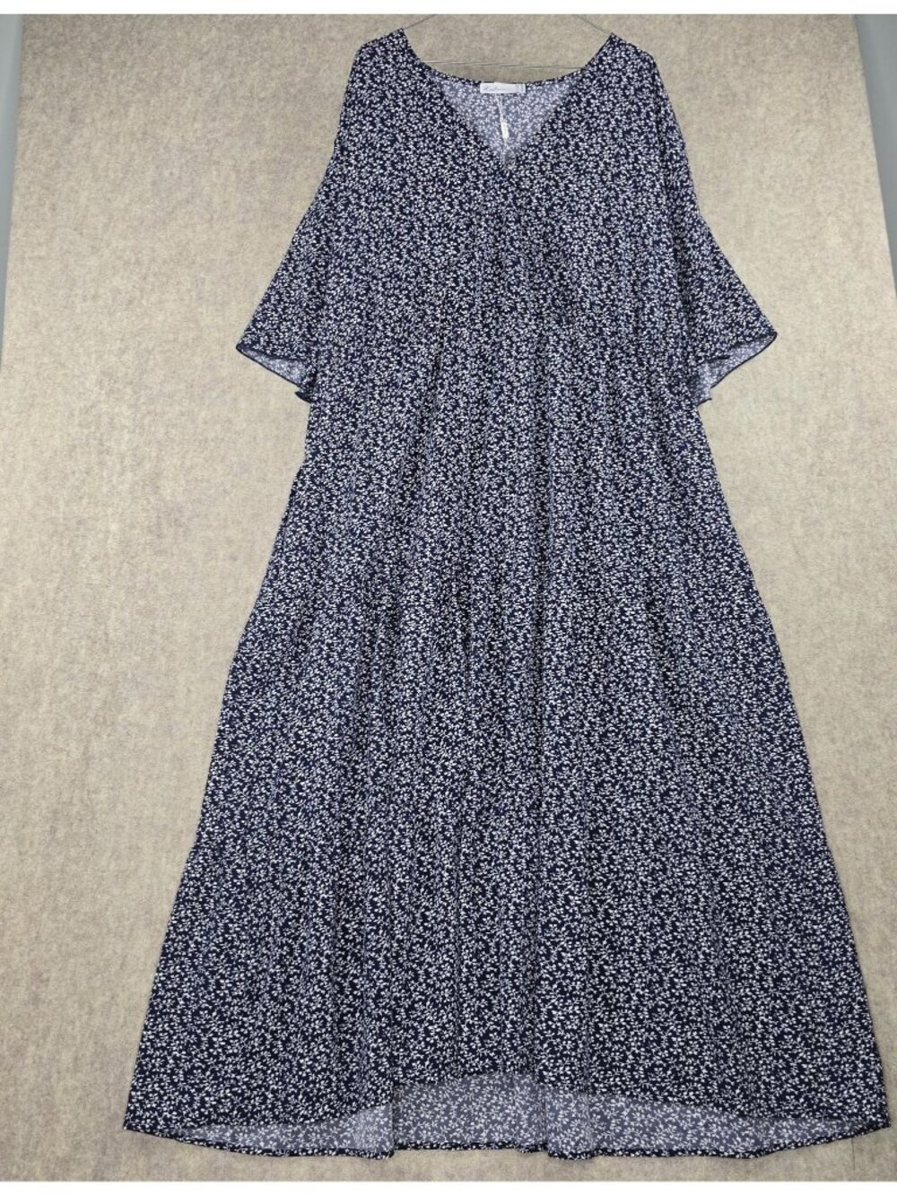 Helenemari Womens Maxi Dress Navy Blue/White Floral Print US Size 26 Lightweight